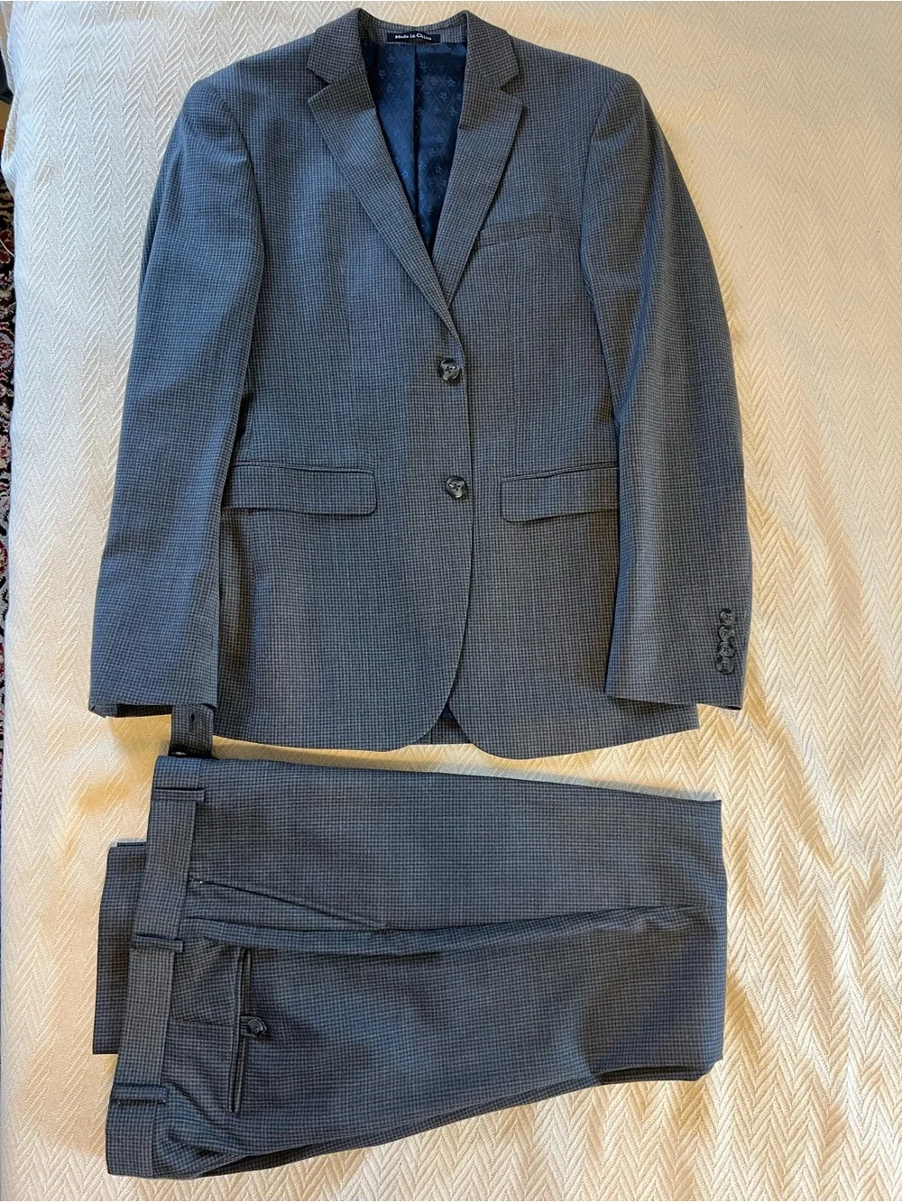 Men's Gray Herringbone Two-Piece Suit